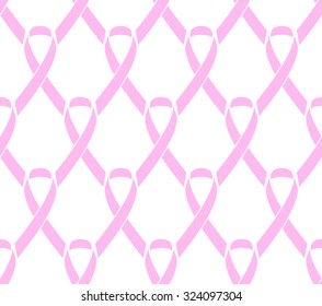 Pink Ribbon Breast Cancer Awareness Symbols Pattern. Vector Background.