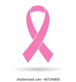 Pink ribbon, breast  cancer awareness symbol, isolated on white background, stylish vector illustration, eps10.