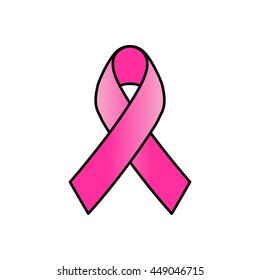 Pink ribbon, breast cancer awareness symbol. Vector illustration