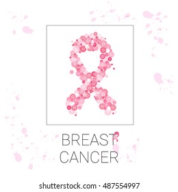 Pink Ribbon Breast Cancer Awareness Flat Vector Illustration