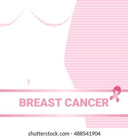 Pink Ribbon Breast Cancer Awareness Female Body Vector Illustration