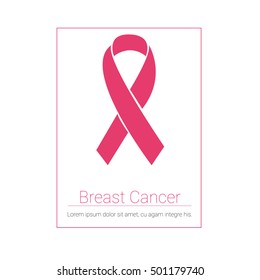 Pink Ribbon Breast Cancer Awareness Flat Vector Illustration