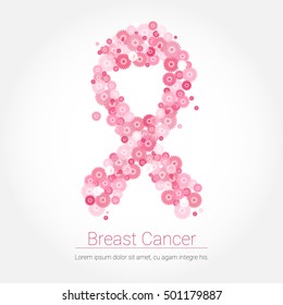 Pink Ribbon Breast Cancer Awareness Flat Vector Illustration