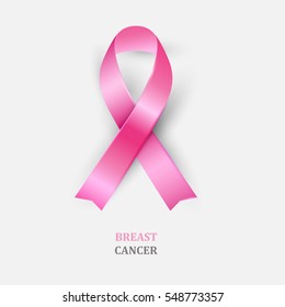 Pink Ribbon - Breast Cancer Awareness. Concept symbol breast cancer awareness month. Vector Illustration