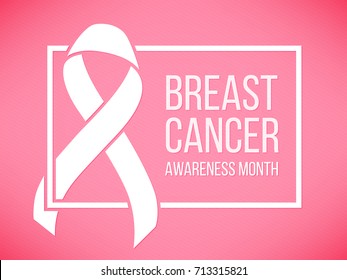 Pink ribbon, breast cancer awareness symbol, vector illustration