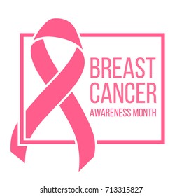 Pink ribbon, breast cancer awareness symbol, vector illustration