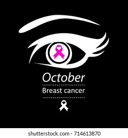 Pink ribbon, breast cancer awareness symbol. Vector illustration