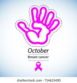 Pink ribbon, breast cancer awareness symbol. Vector illustration