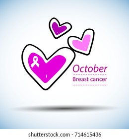 Pink ribbon, breast cancer awareness symbol. Vector illustration