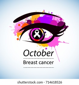 Pink ribbon, breast cancer awareness symbol. Vector illustration