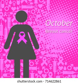 Pink ribbon, breast cancer awareness symbol. Vector illustration