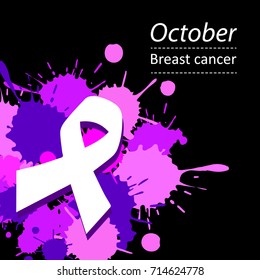 Pink ribbon, breast cancer awareness symbol. Vector illustration