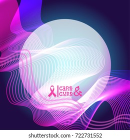 Pink Ribbon Breast Cancer Awareness Banner Flat Vector Illustration
