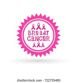 Pink Ribbon Breast Cancer Awareness Icon Isolated Flat Vector Illustration