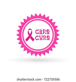 Pink Ribbon Breast Cancer Awareness Icon Isolated Flat Vector Illustration