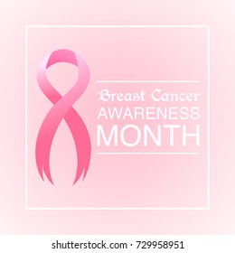 Pink ribbon breast cancer awareness symbol, vector background
