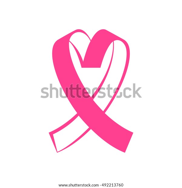 10月の乳がん対策キャンペーン用ピンクリボン ラブハートの形をしたベクターピンクのリボンアイコン のベクター画像素材 ロイヤリティフリー