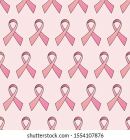 Pink Ribbon Breast Cancer Symbol Seamless Background