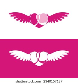 Pink ribbon breast cancer Vector illustration design.
