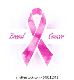 Pink ribbon, breast cancer, vector illustration