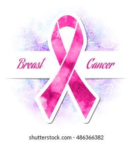 Pink ribbon, breast cancer, vector illustration