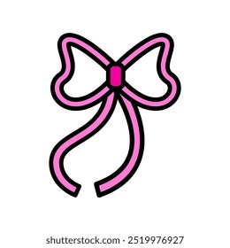 Pink ribbon cartoon, digital art illustration.