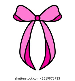 Pink ribbon cartoon, digital art illustration.