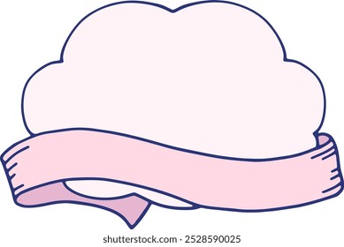 Pink ribbon and cloud icon illustration
