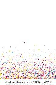 Pink Ribbon Confetti Decoration. Wallpaper Dot Illustration. Purple Star Fiesta Background.