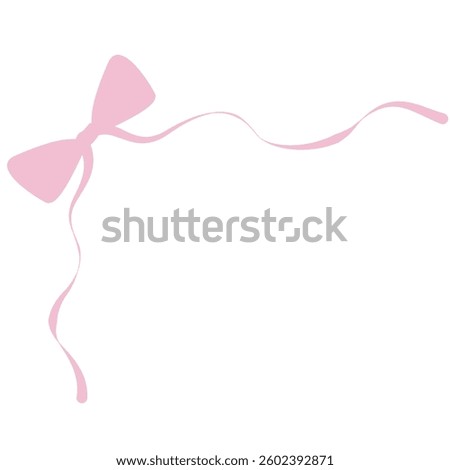 Pink Ribbon Corner Bow with Long Tail – Cute Minimal Vector Clipart