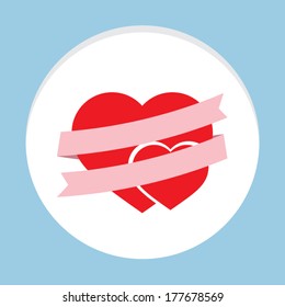 Pink Ribbon With Couple Heart 