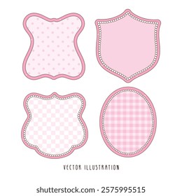 Pink Ribbon Crest Frame and Border. Vector Illustration