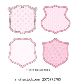 Pink Ribbon Crest Frame and Border. Vector Illustration