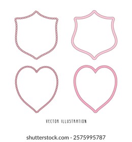 Pink Ribbon Crest Frame and Border. Vector Illustration