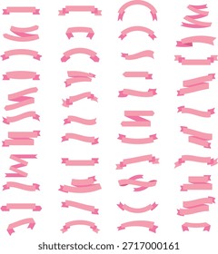 pink Ribbon Vector decorativo Borde para invitaciones, tarjetas de felicitación. Cintas dobladas para la venta Anuncios, publicidad, juegos, aplicaciones. eps 10