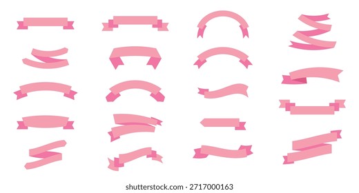 pink Ribbon Decorative Vector Border for Invitations, Greeting Cards .Folded ribbons for sale banners, advertising, games, applications . eps 10