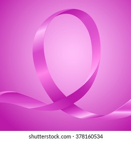 Pink ribbon for design background template with copy space
