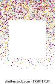 Pink Ribbon Dot Background. Happy Confetti Decoration. Yellow Circle Pattern Illustration. Rainbow Star Decoration.