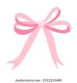 A pink ribbon is drawn on a white background. The ribbon is long and has a bow at the end. The ribbon is drawn in a way that it looks like it is being tied, but it is not