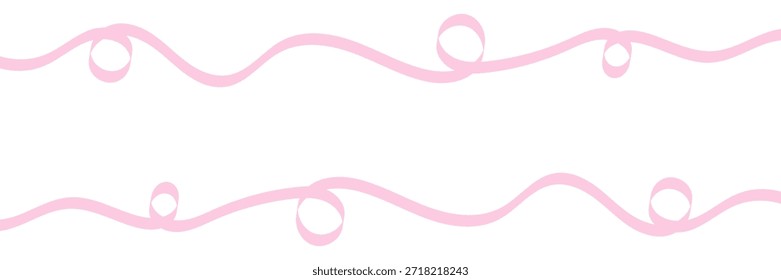 Cinta rosa que cae sobre fondo blanco. Celebraciones festivas. Ilustración vectorial