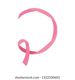 pink ribbon of the fight cancer against breast vector illustration design