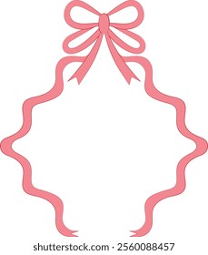 Pink ribbon frame with bow. Vector design element for the design of invitations, congratulations, cards.