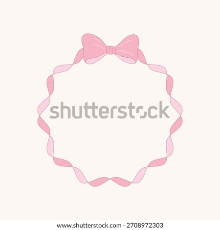  Pink ribbon frame with a cute bow on top. Simple round border for cards, notes, baby designs, gifts, and decor. Soft pastel style, clean and minimal.