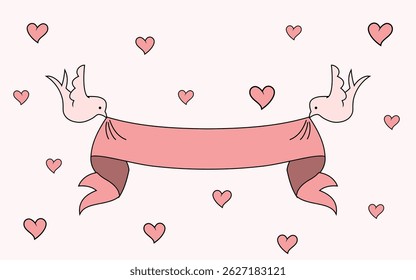 pink ribbon greeting card with love icon