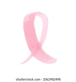 Pink ribbon. Hand drawn illustration with marker pen. Breast cancer awareness. Vector illustration, flat design