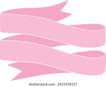 Pink ribbon hand-drawn style vector illustration.