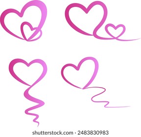 Pink ribbon heart shape vector