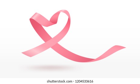 Pink ribbon heart vector background