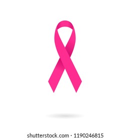Pink ribbon icon. Breast cancer clipart isolated on white background