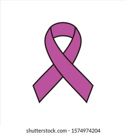 Pink ribbon icon, breast cancer awareness symbol. vector illustration.